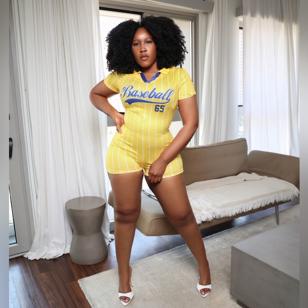 Yellow Baseball Romper
